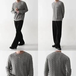 thumbnail for The 3.0 version of the replenishment independent pony crew neck cable three color bases can be used as an inner layer in cold weather, and you will not miss it if you add it to the shopping cart