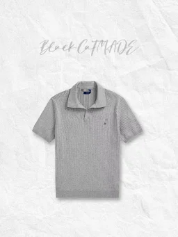 thumbnail for In stock Independent pony delicate pit stripe striped jacquard POLO short sleeve double collar type seamless switching