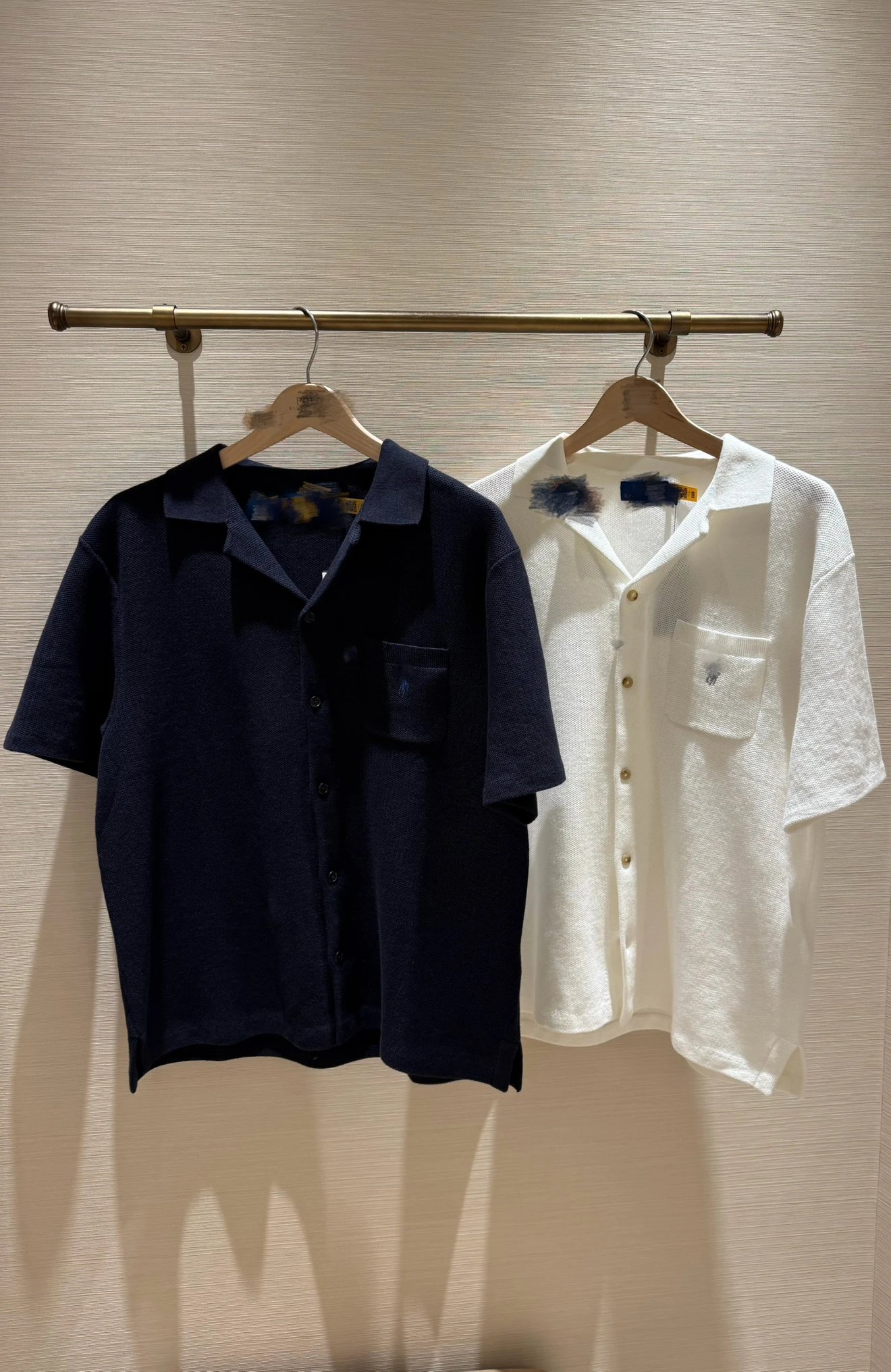 Self made pony SS26 cotton solid color pony embroidered Cuban collar short sleeved two-color cardigan