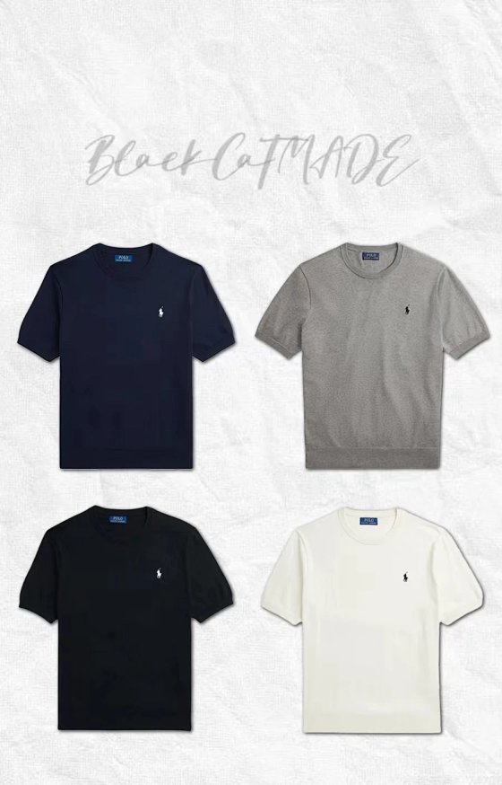 In Stock / Own Brand Multicolor Knitted Round Neck Tee / Combed Cotton Yarn
