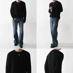 thumbnail for Multiple restock versions: Pony crew neck cable print base, can be worn as an inner layer in cold weather. Add to your cart and you'll never miss out