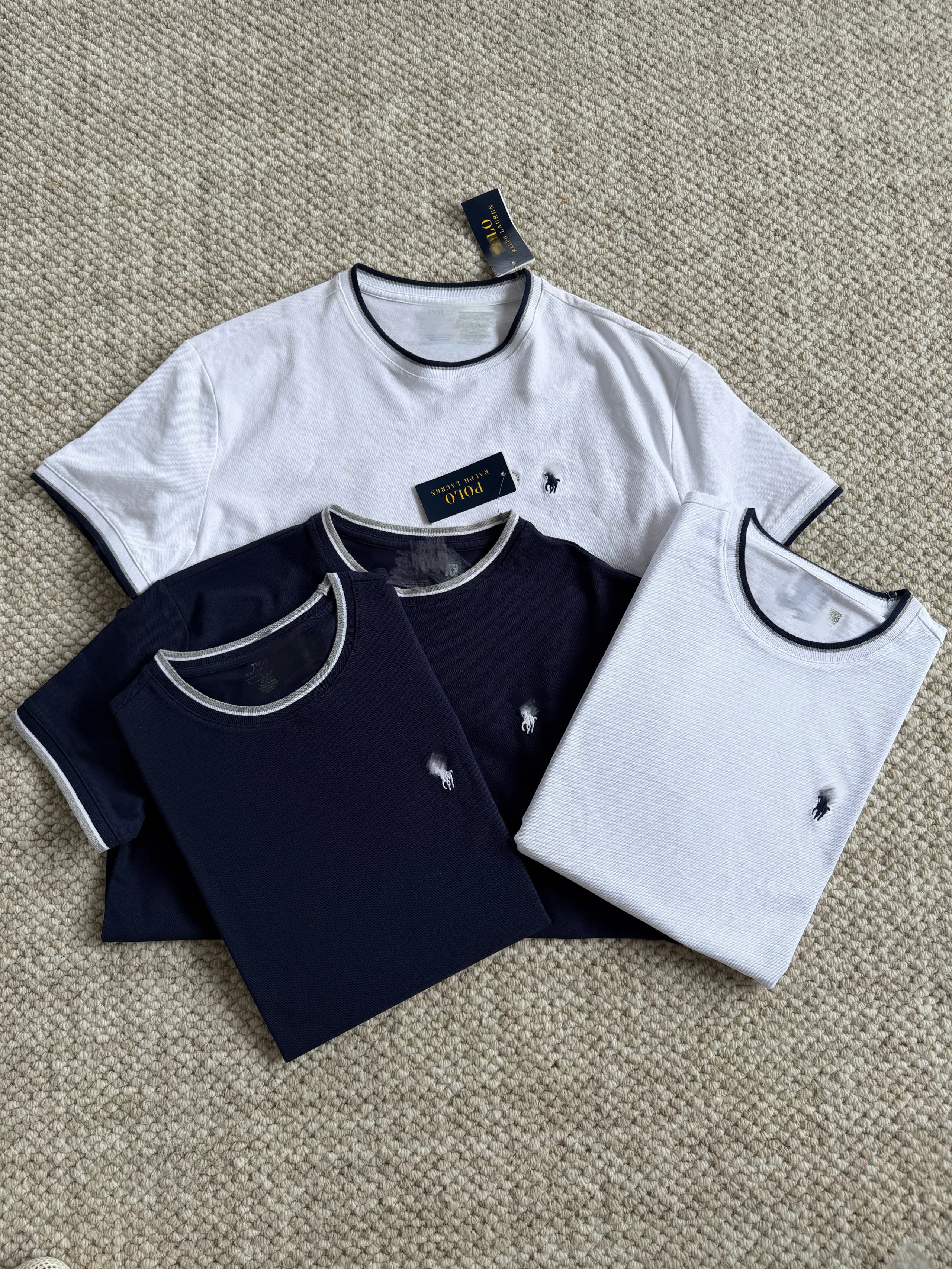 Spot/RL Xiaoma 26SS basic contrasting round neck tee/contrasting horizontal machine thread