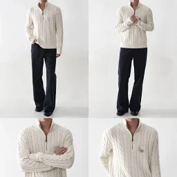 thumbnail for Replenishment version 2.0 independent pony half-zipper cable sweater William Chan same style can be used as an inner wear in cold weather, and you will not miss it by adding it to the shopping cart