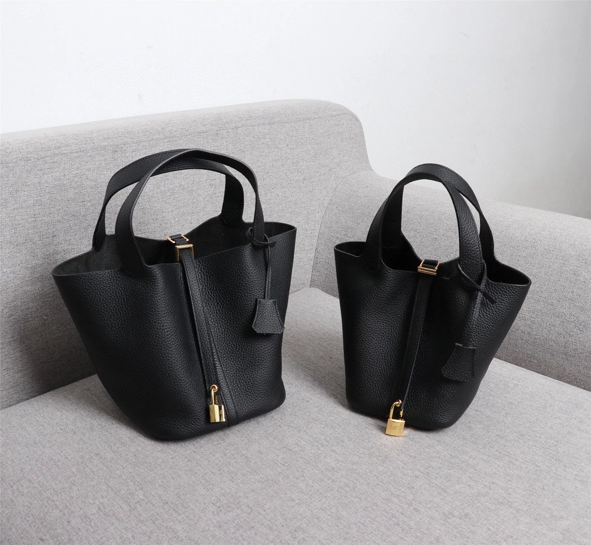 Upgraded Version Original Single Item Hermès Women's Bag Picotin 18/22 Bucket Bag in Caramel, Handbag Tote, Hermès Elephant Gray with Gold/Silver Hardware, Clemence Leather Picotin Bag, Birkin Epsom Leather Bag