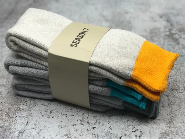 Design Basic Crew Socks in Gray, Peach, and Beige - 5