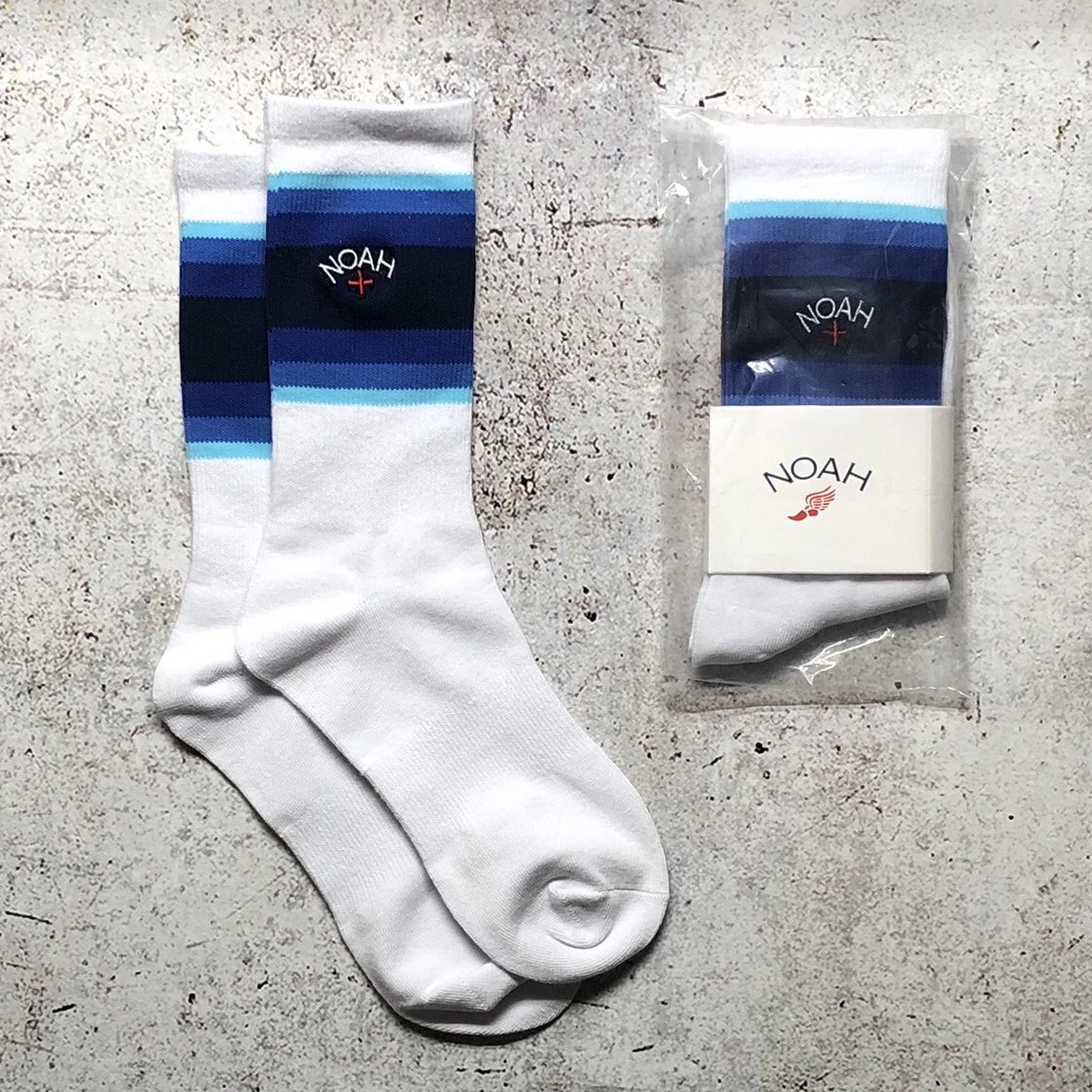 NOAH Stripe Logo Socks White / Yellow / Orange / Burgundy Socks - 6