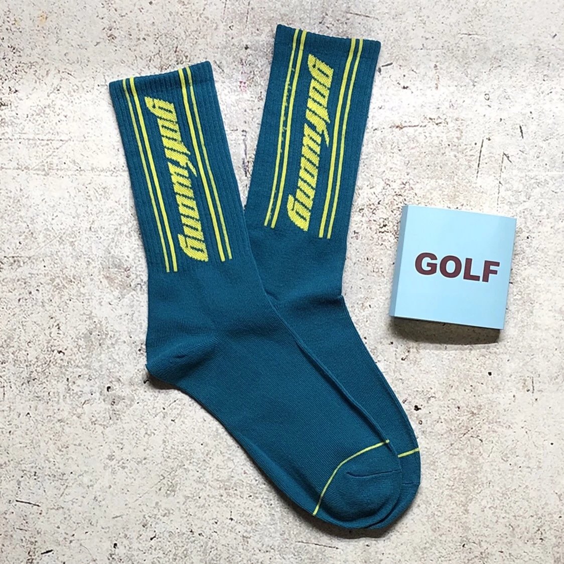 Design GOLF Wang Socks Teal with Lime Stripe Socks - 4