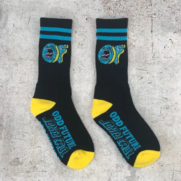 Design Odd Future Socks Black Teal Yellow Crew Socks - 6