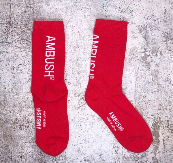 A Bathing Ape Ambush Logo Socks Red Socks - 1