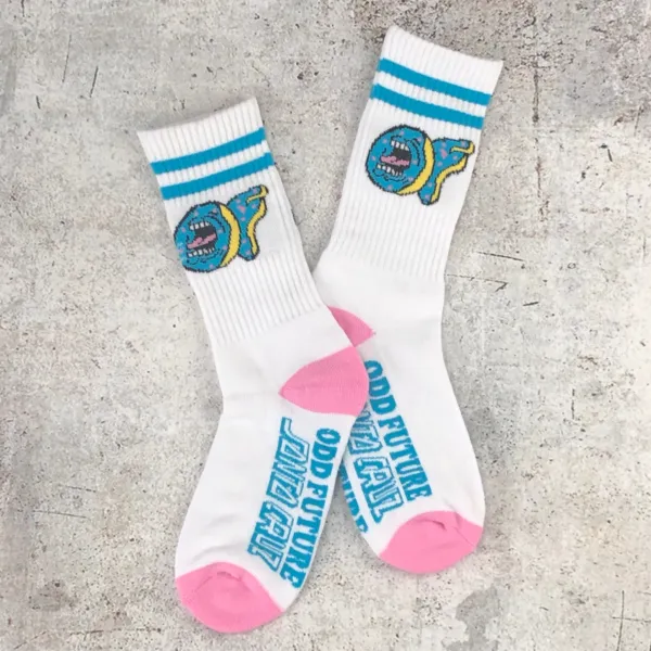 Design Odd Future Socks Black Teal Yellow Crew Socks - 7