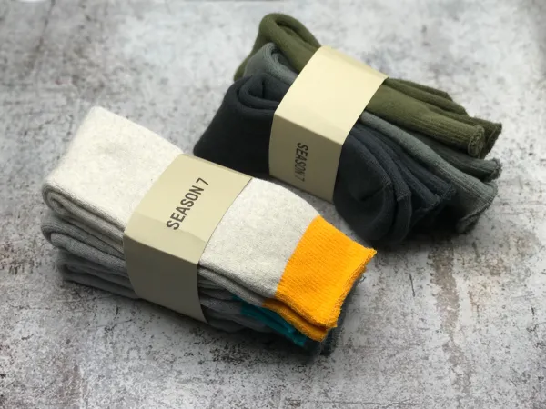 Design Basic Crew Socks in Gray, Peach, and Beige - 4