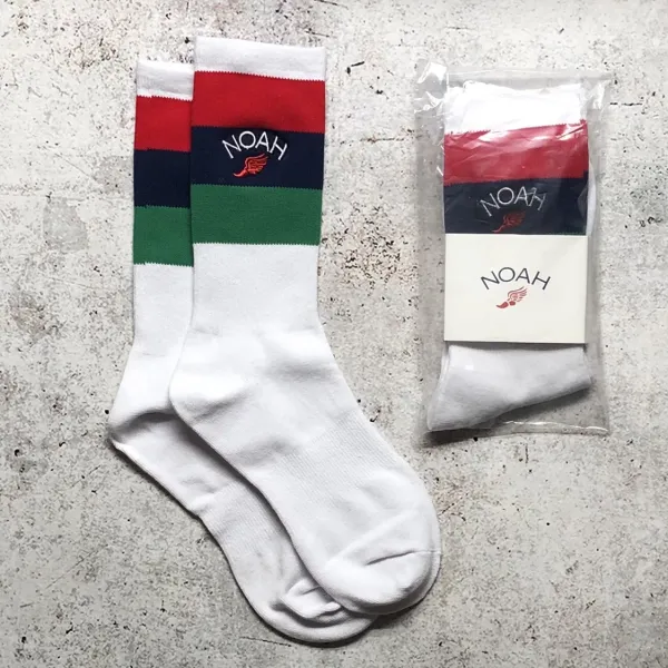 NOAH Stripe Logo Socks White / Yellow / Orange / Burgundy Socks - 3