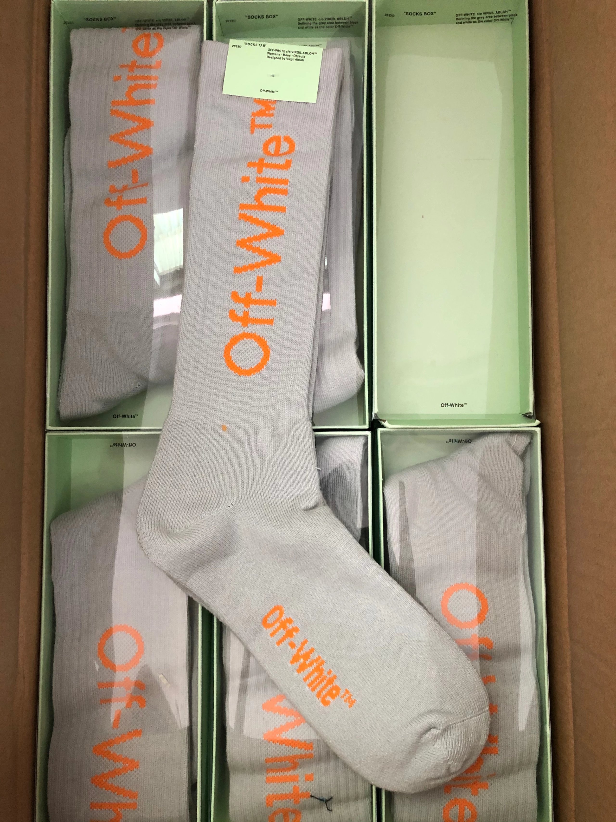 Off-White Diagonal Stripe Logo Socks White - 6