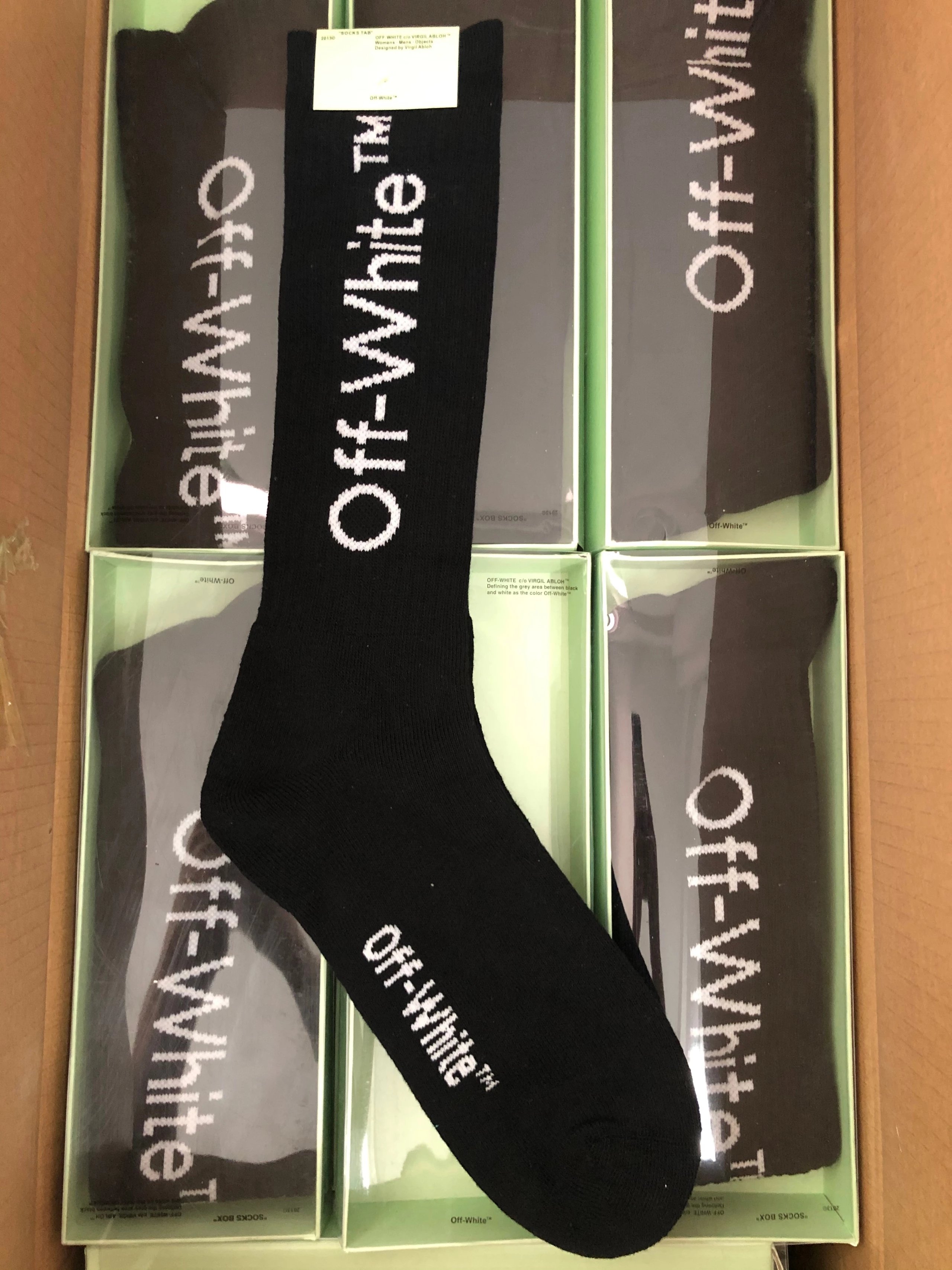 Off-White Diagonal Stripe Logo Socks White - 7