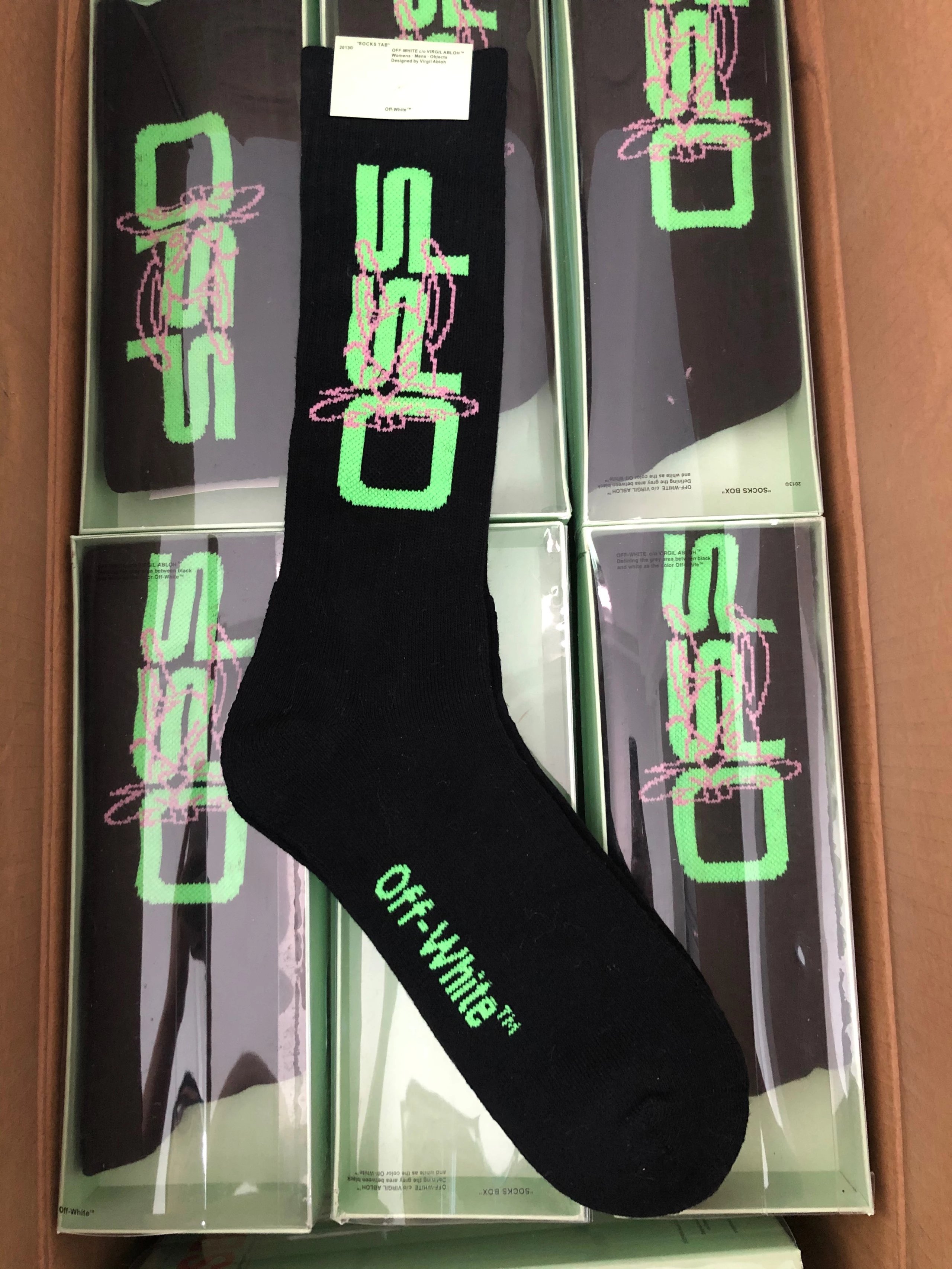 Off-White Diagonal Stripe Logo Socks White - 8