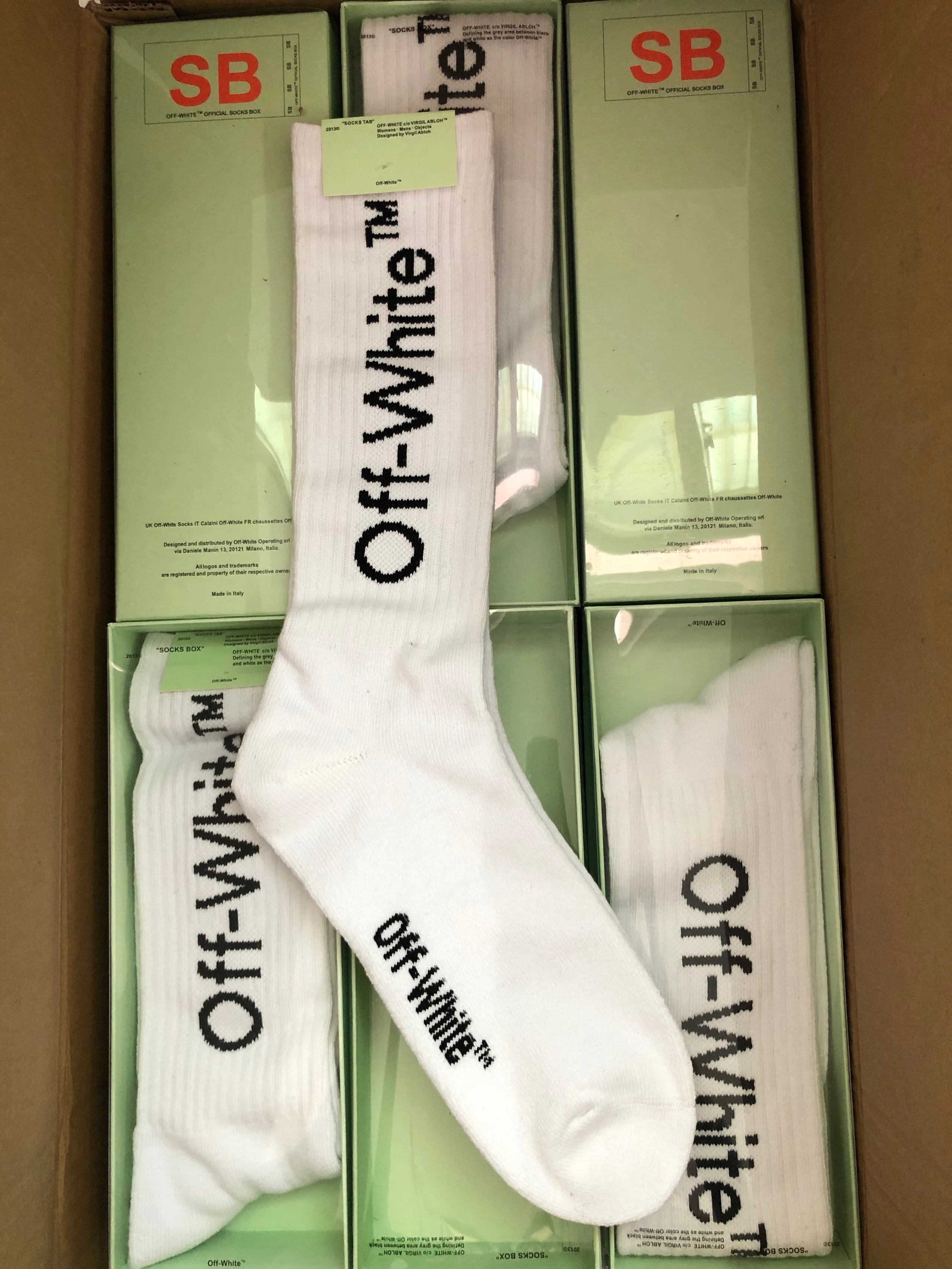 Off-White Diagonal Stripe Logo Socks White - 4