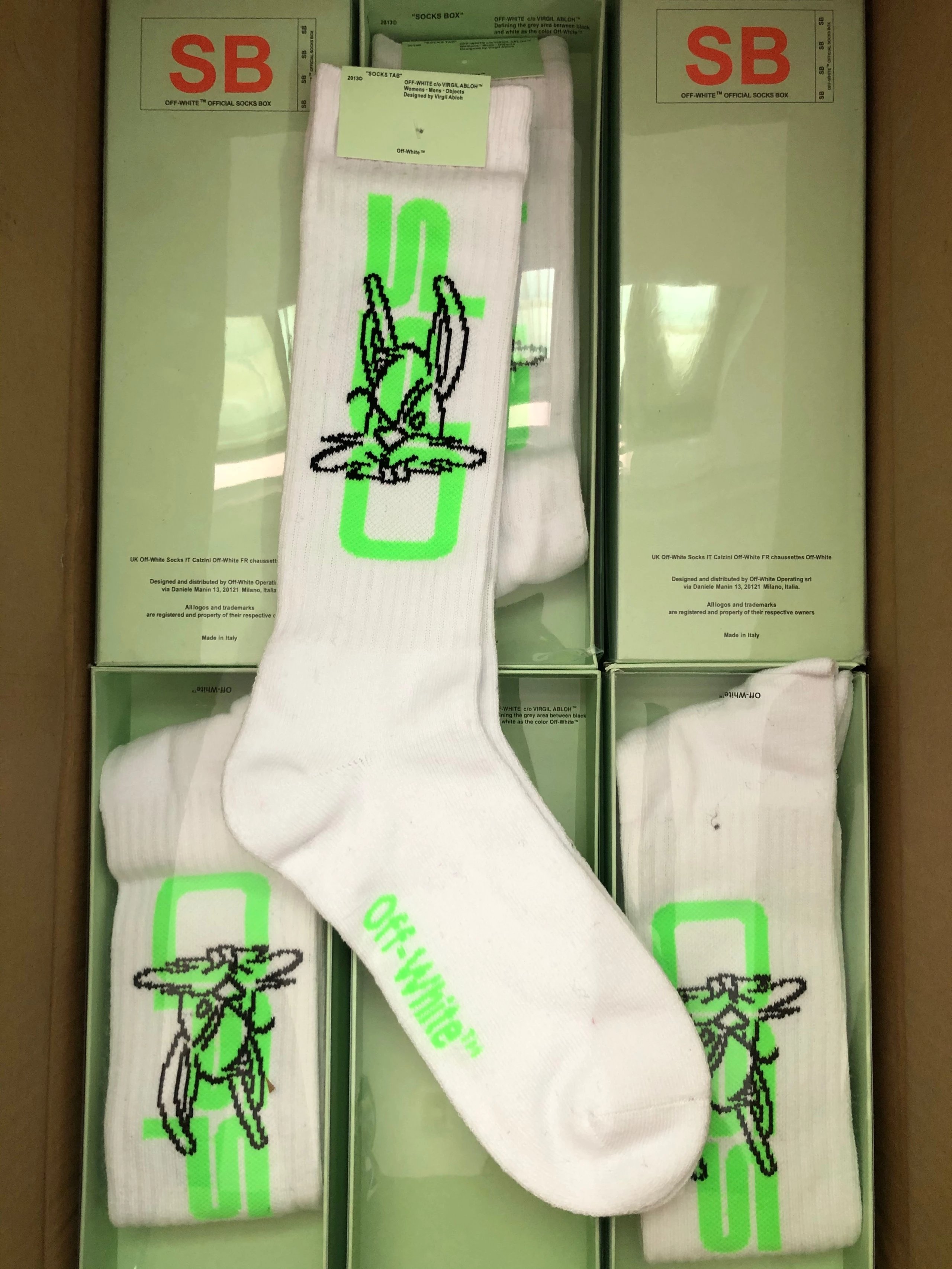 Off-White Diagonal Stripe Logo Socks White - 5