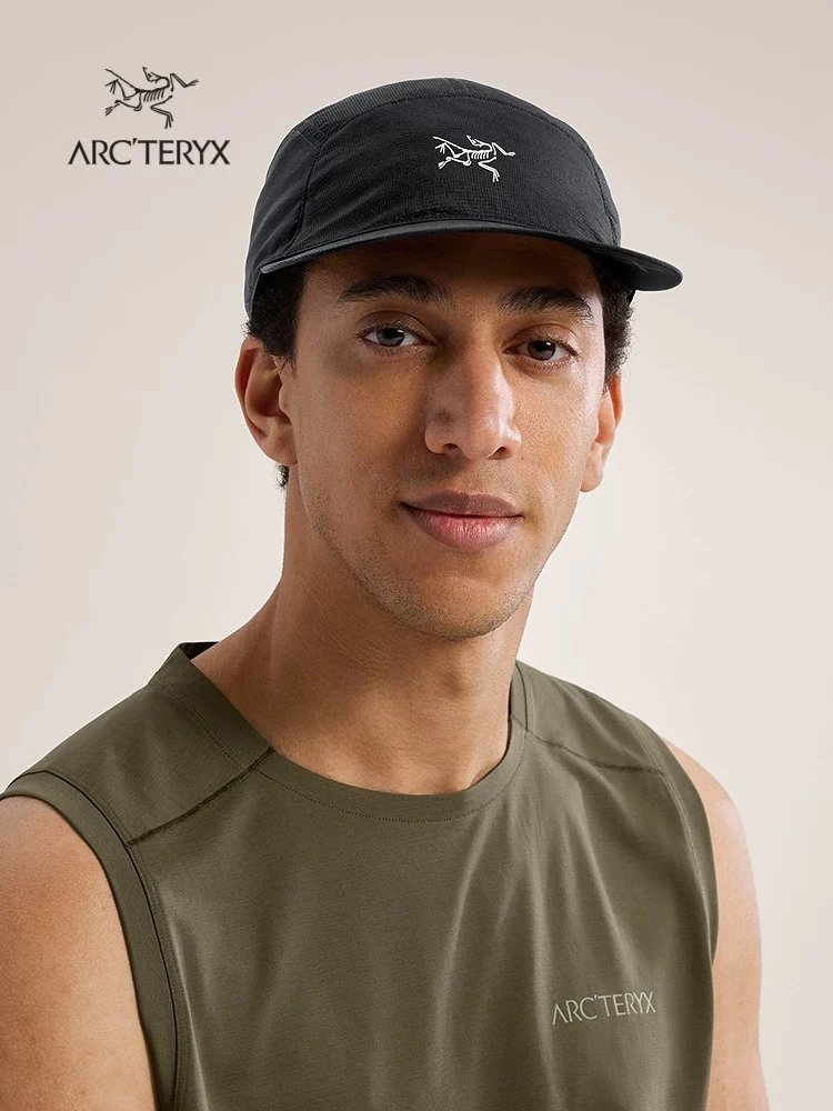 Thin enough black 2-color AEROOS 5 PANEL CAP sun protection baseball cap, unisex curved brim hat