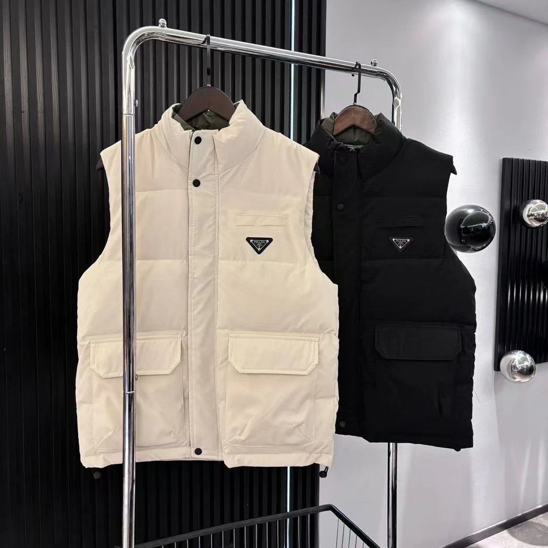 Autumn Winter Stand Collar PU Puffer Vest