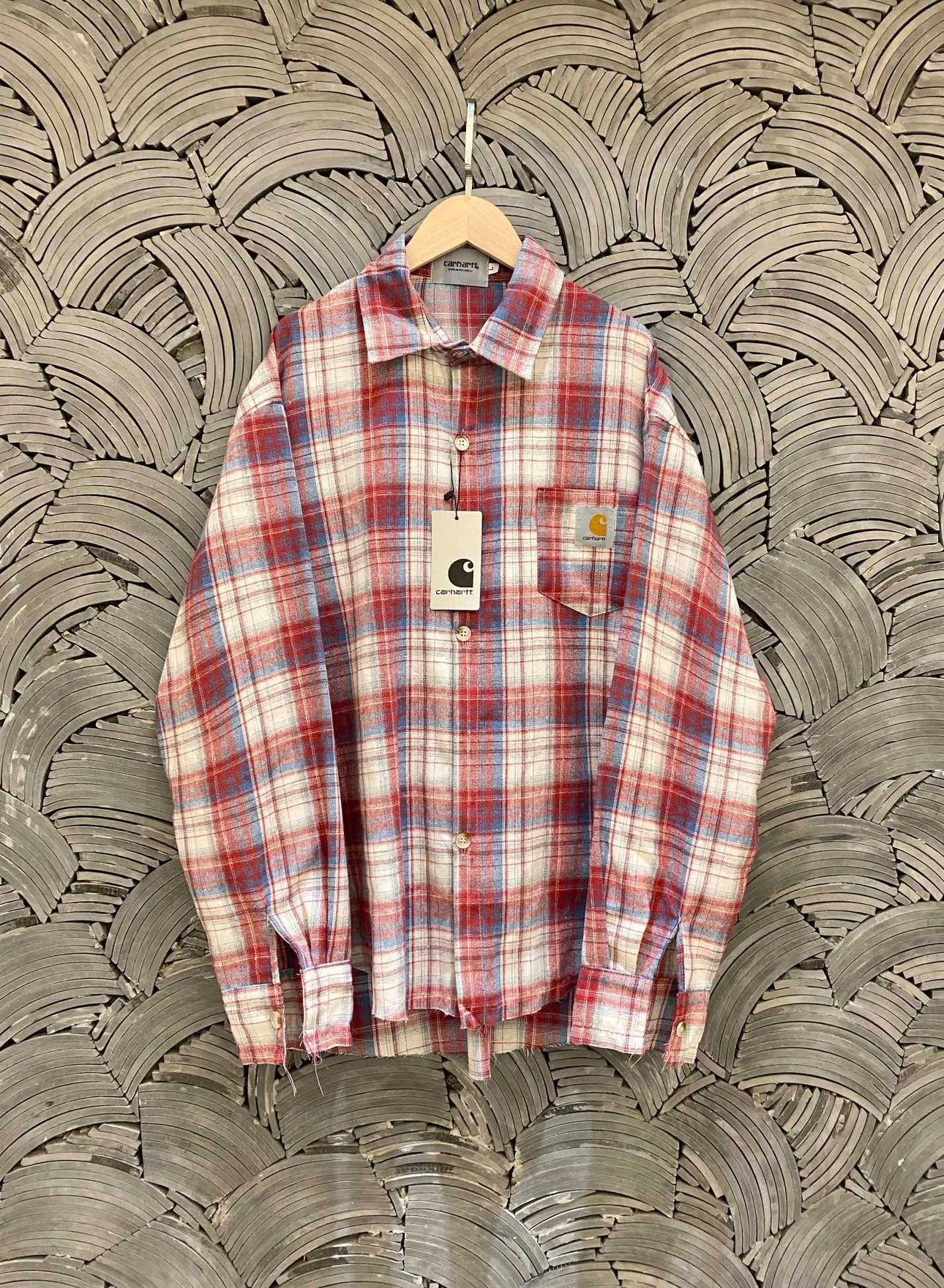 New models on the new 🉐 entity quality high-definition models plaid embroidered label cotton brushed plaid elements splicing color collision burlap shirt couple models