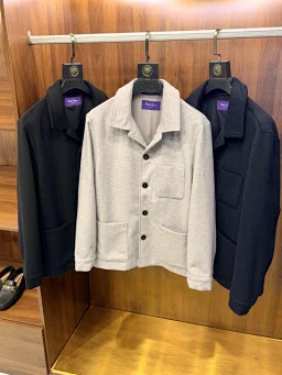 thumbnail for Purple Label Series Soft and Delicate Woolen Fabric Vintage Cuban Collar Design Workwear Multi-Pocket Jacket Jacket Selected high-thread soft woolen fabric, the touch is as delicate as a cloud, and the upper body has no pressure but has a crisp silhouette