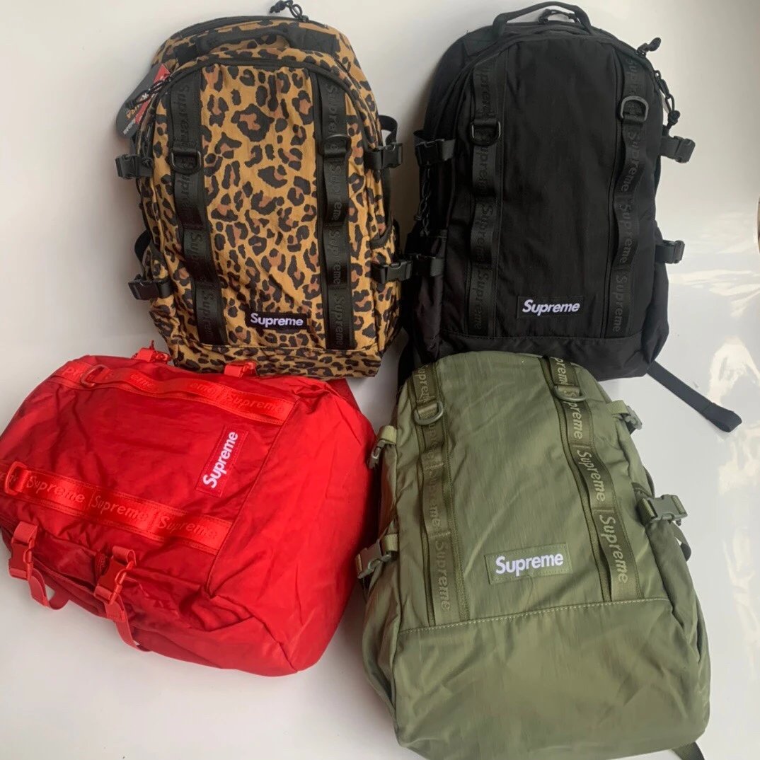 Supreme 20FW Week 1 Backpack High-Quality Season Opening Leopard Print Backpack Casual Sports Rucksack