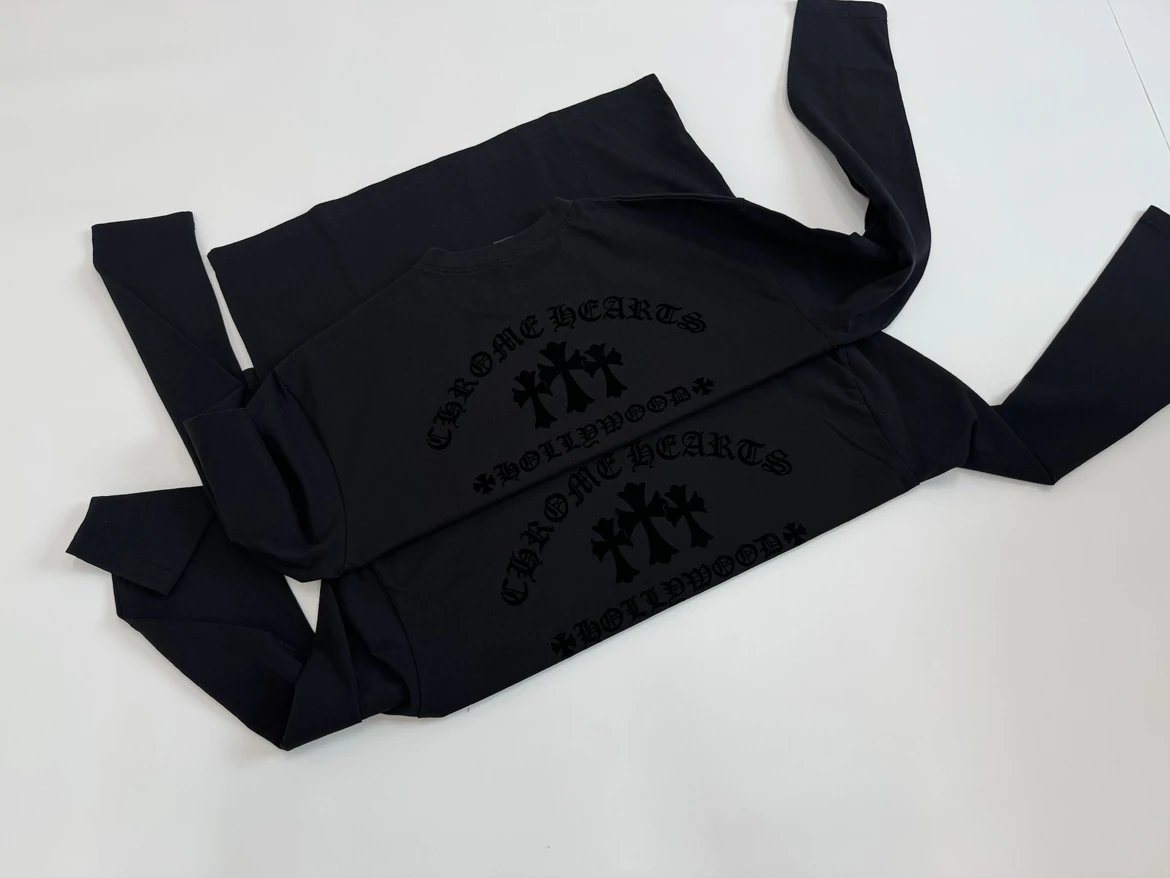 Chrome Hearts Hollywood Cross Long Sleeve T-Shirt Black and Gray - 14