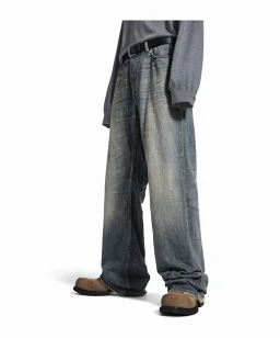 thumbnail for [In Stock, Immediate Shipping] BLCG 26SS Bamboo Texture Fabric, Mud-Dyed Damaged Washed Distressed Straight-Leg Jeans