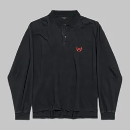 thumbnail for [Spot Seconds] BLCG 25SS Crown Ears of Wheat Washed Vintage Short Wide Twist Cut Long Sleeve Polo Shirt