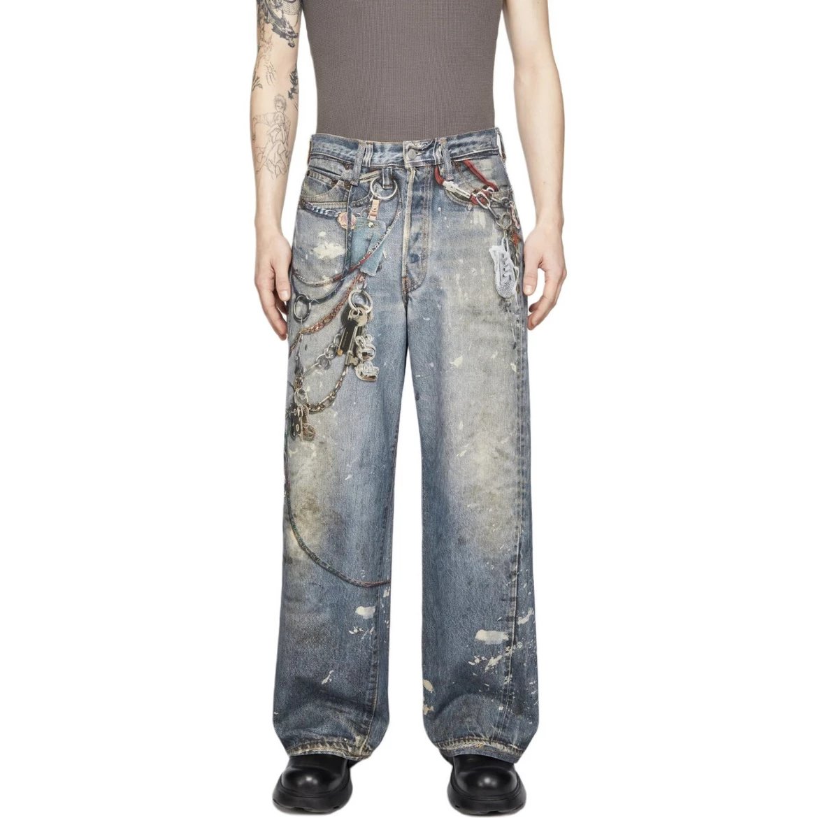 Item Thumbnail for [Ready to ship, please be sure to read the pre-purchase instructions] Acne 3D digital printing jeans Baggy loose pants style 24th annual pants king