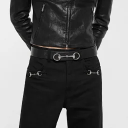 thumbnail for [In Stock, Immediate Shipping] Guc by Demna top-grain calfskin horsebit buckle belt is the same style as Xiao Zhan and Song Weilong