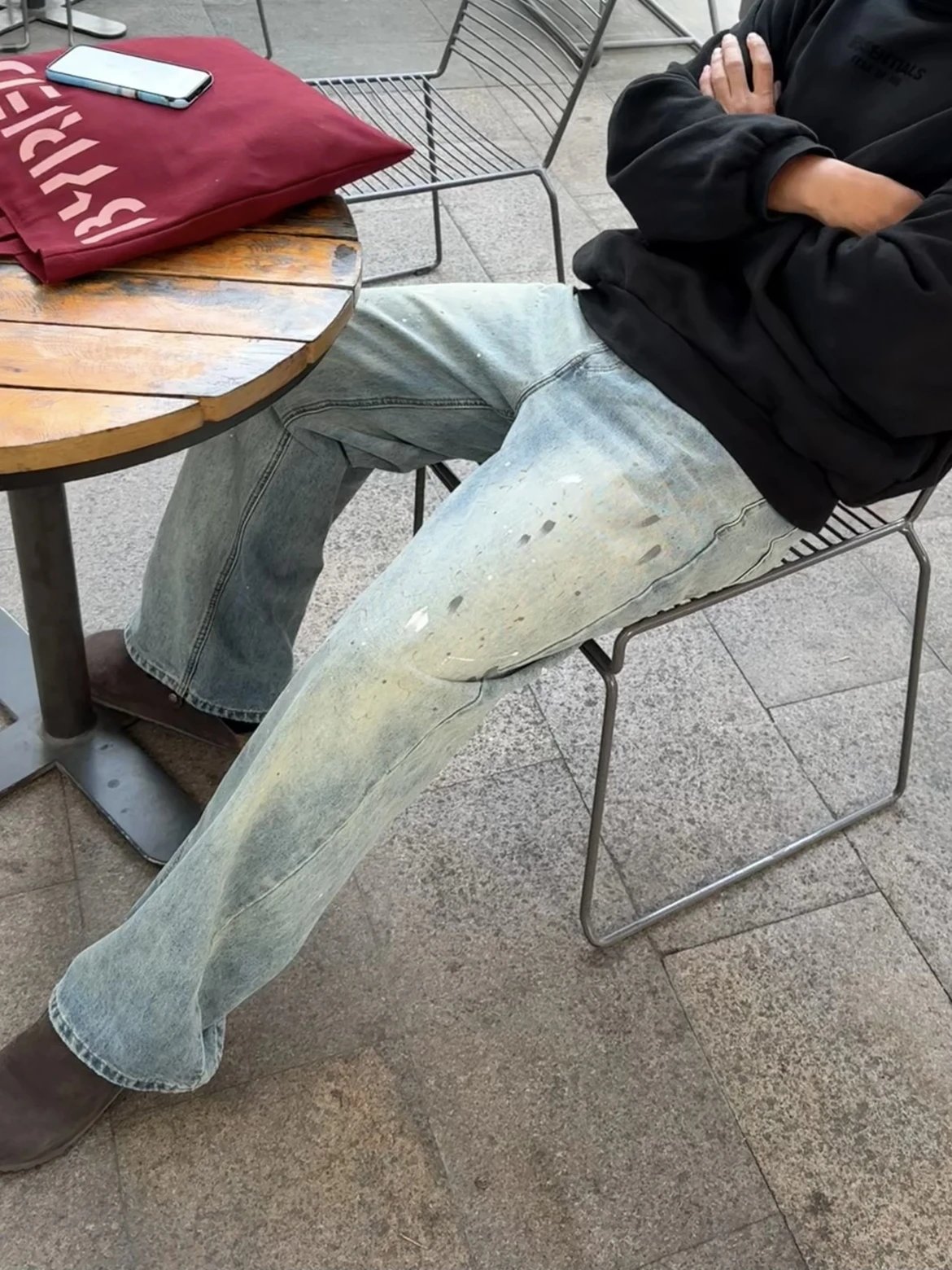 Design Wide-Leg Paint-Splatter Denim Jeans - 26