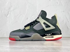 Air Jordan * n 4 x OFF Whi * e AJ4 Black and Red Cicada Wing OW Basketball Shoes