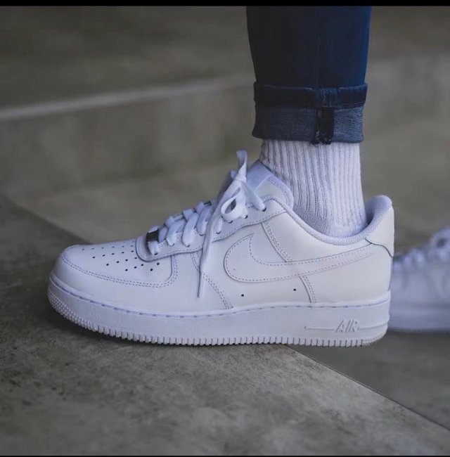 【long-term special】af1 pure white, full grain leather insole with glue, simple and stylish white sneakers