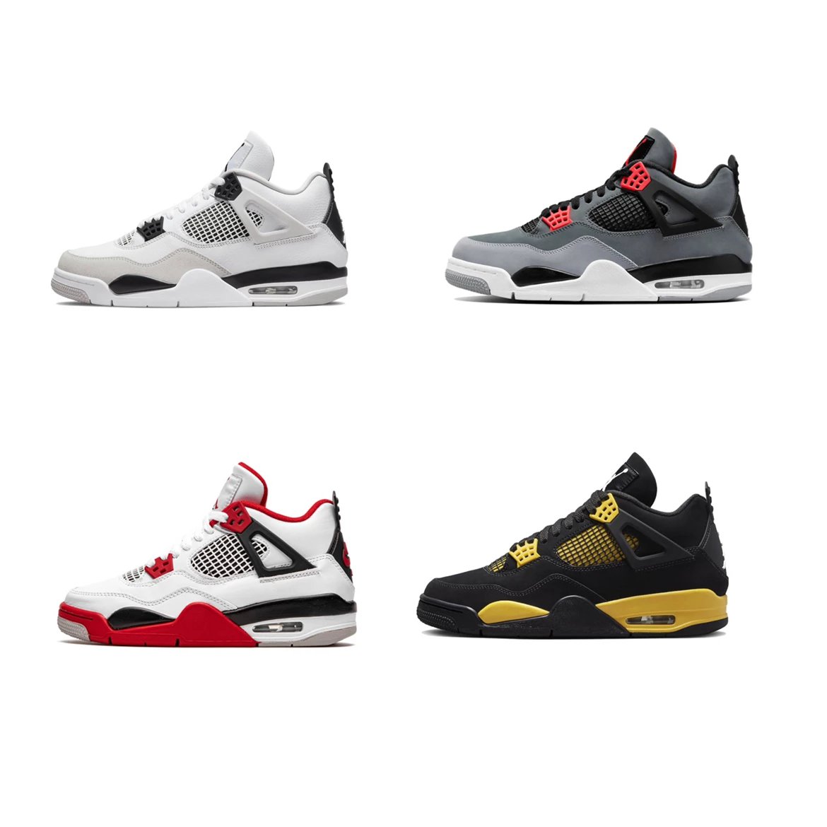AJ4 series top layer leather, white cement, infrared flame, red, black, yellow thunder basketball shoes - pure yuan special offer - color matching continuously updated