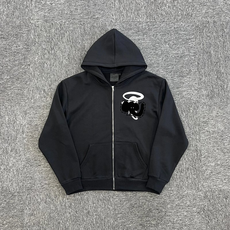 cny   S-World SYNA-VOID-ZIP-HOOD-BLACK 胸前S印花 拉链衫 黑色 SY-57
