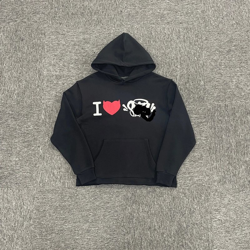 cny SYNA-I HEART SYNA HOODY-BLACK 爱心开裂印花 黑色 SY-119