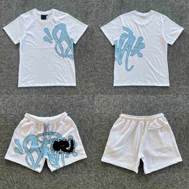 cny   SynaWorld Short-set  white-blue 白色 蓝印花短袖套装 SY-44