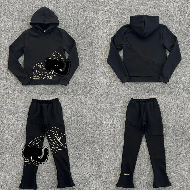 cny  SYNAWORLD SLICE TRACKSUIT-BLACK ROSE GOLD 玫瑰金线贴布绣 黑色套装  SY-104