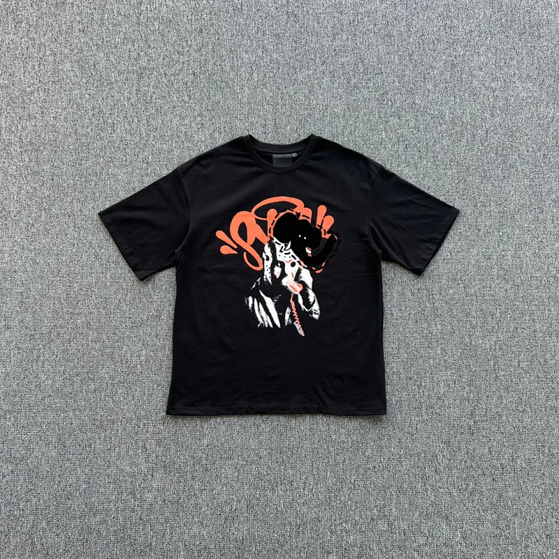 cny  SYNAWORLD HALLOWEEN PHONE TEE-BLACK/ORANGE  万圣节电话印花短袖 SY-127