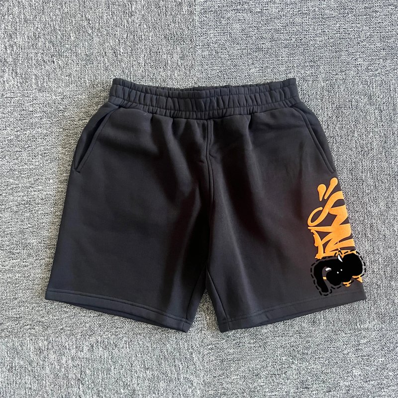 cny  S-World Short-Black-Orange 橘色印花短裤 SY-24