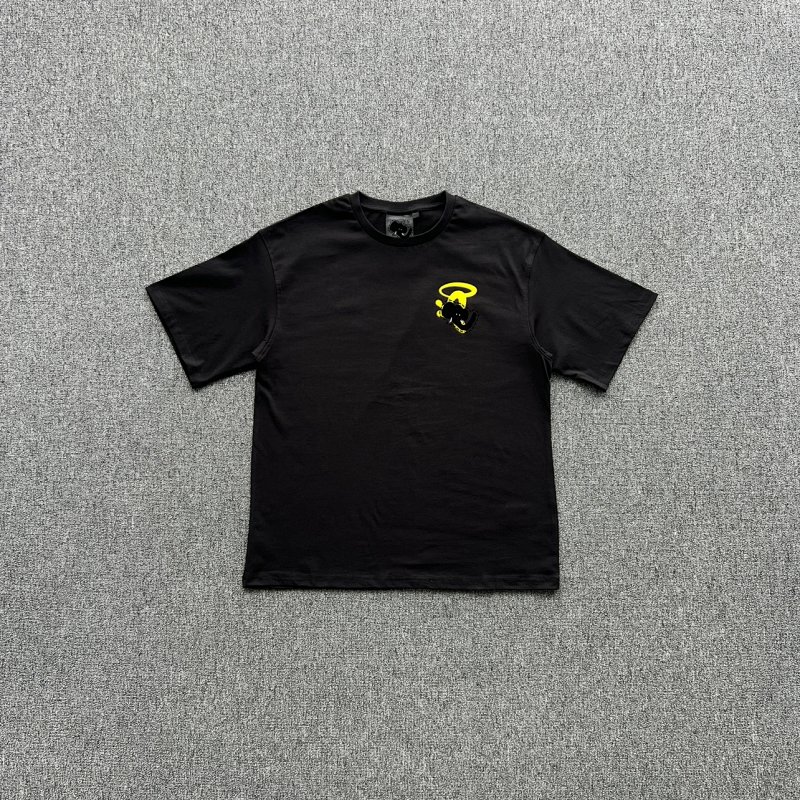cny  SYNAWORLD HALO PRINTED TEE-BLACK/YELLOW  胸前S黄色印花 黑色短袖 SY-139