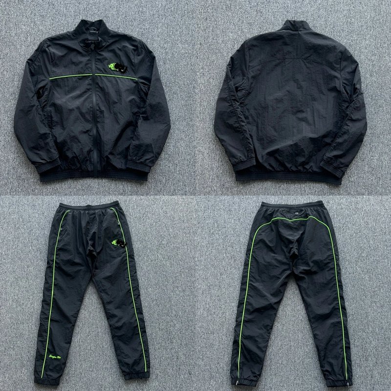 cny SHELL-TRACKSUIT-BLACK/GREEN 黑色面料 绿色皮标 梭织套装 SY-133
