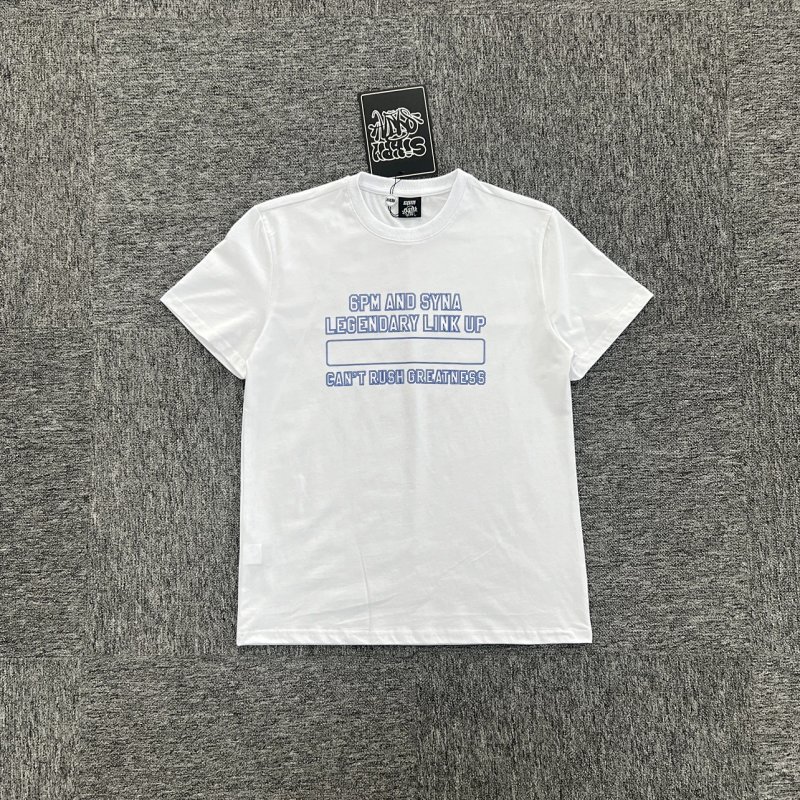 cny  6PM X SynaWorld CentralCee Can't Rush Greatness Tee 联名6PM短袖 白色蓝印花 SY-95