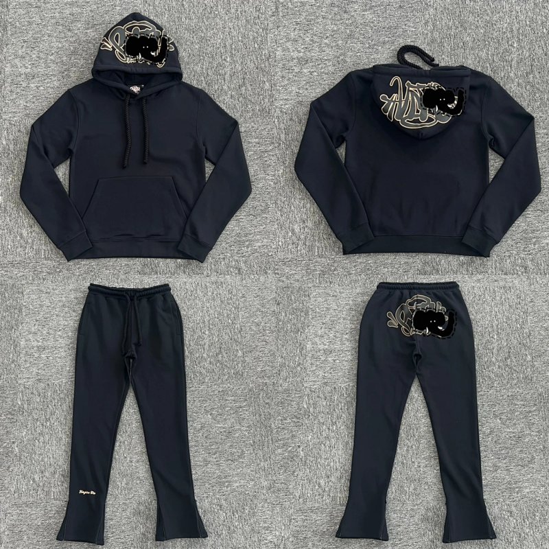 cny  S-World Tarcksuit-Black Rose Gold 玫瑰金边印花长袖套装 SY-120