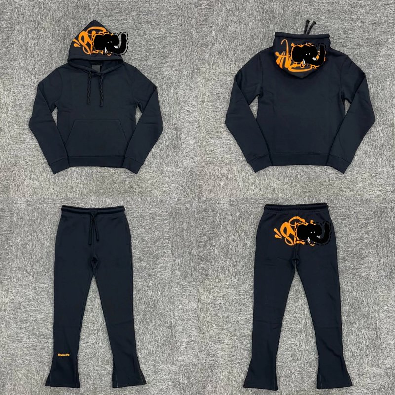 cny S-World Tarcksuit-Black-Orange 黑面料橘色印花 针织套装SY-55