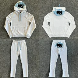 thumbnail for White fabric blue printed knit suit SY-34