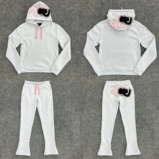 Grey fabric pink printed knitted set SY-36