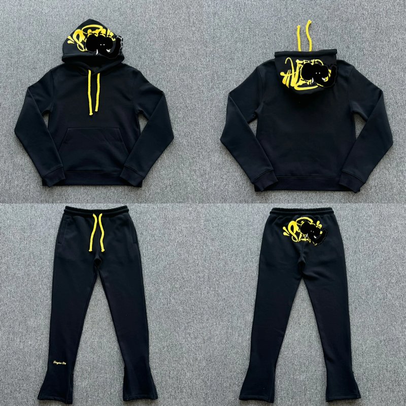 cny（HOODIE）¥158cny（JOGGER）  S-World OG Tarcksuit-Black/Yellow  黄色印花 黑色面料 套装 SY-158