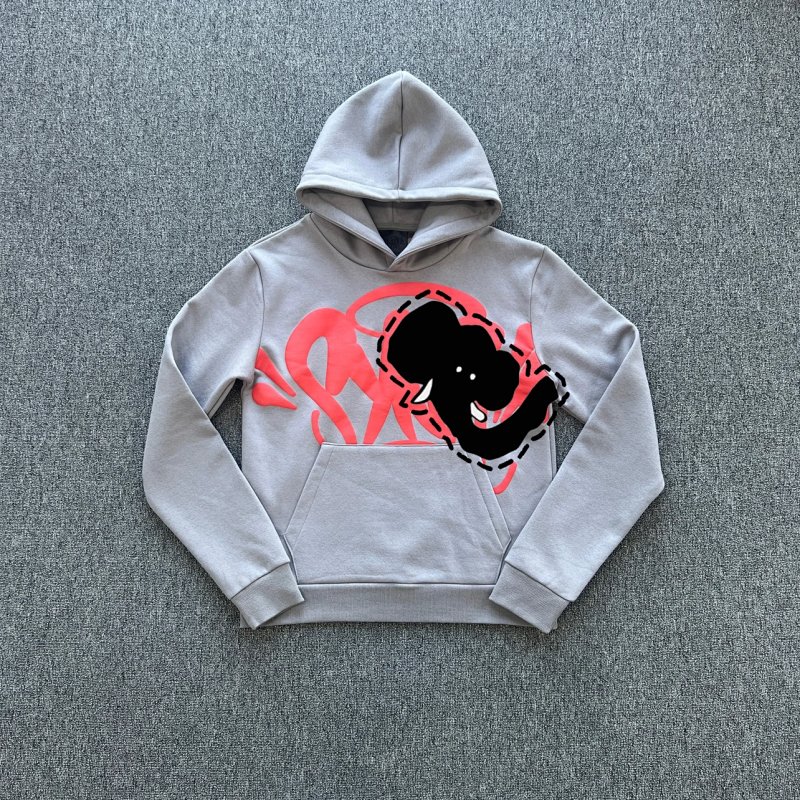 cny S-World Team Hood Hoodie-Grey/Red 灰色面料 橘红大印花卫衣 SY-163